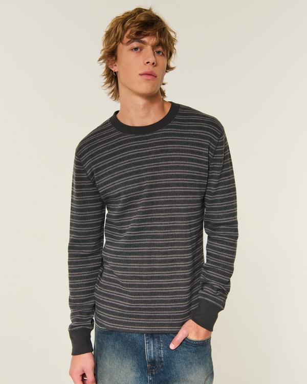 Relaxed Long-Sleeve Thermal Crew T-Shirt