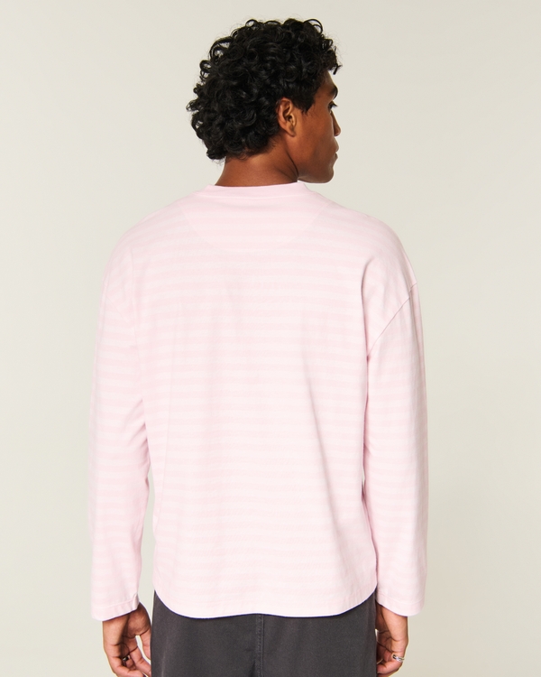 Boxy Heavyweight Long-Sleeve Crew T-Shirt, Pink Stripe view 2