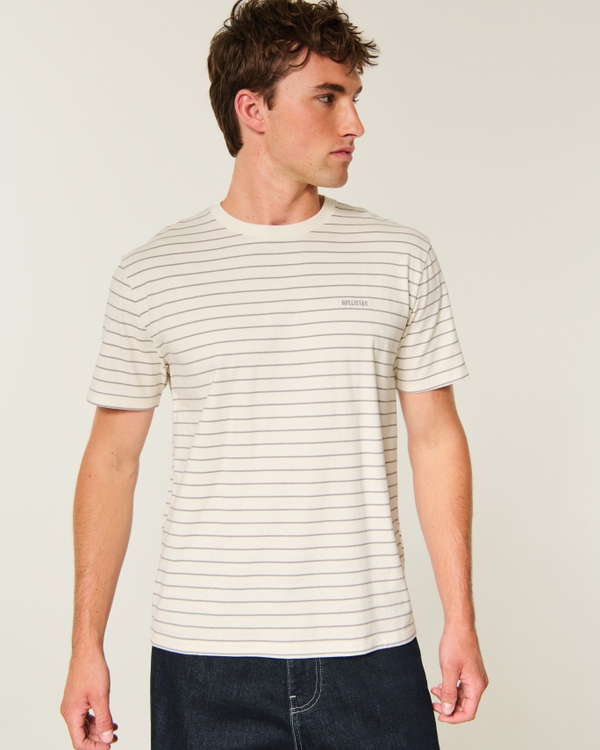 Relaxed Heavyweight Cotton Logo T-Shirt, White Stripe view 1