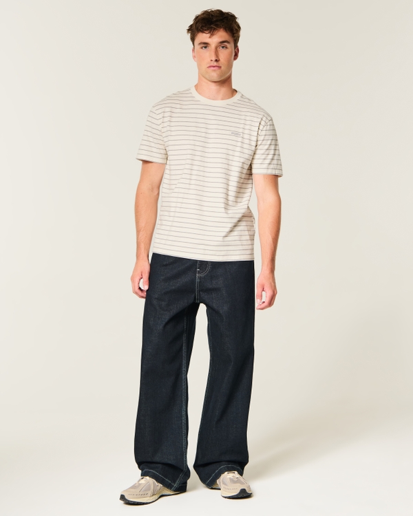 Relaxed Heavyweight Cotton Logo T-Shirt, White Stripe view 2
