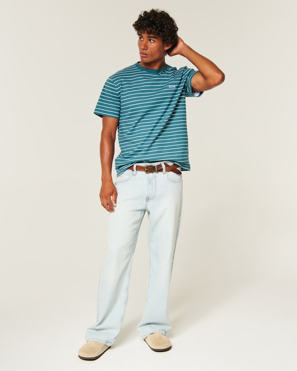 Relaxed Heavyweight Cotton Logo T-Shirt, Green Stripe view 2