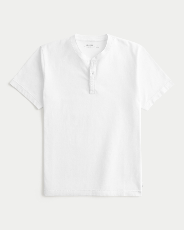 Heavyweight Classic Fit Short-Sleeve Henley, White view 1
