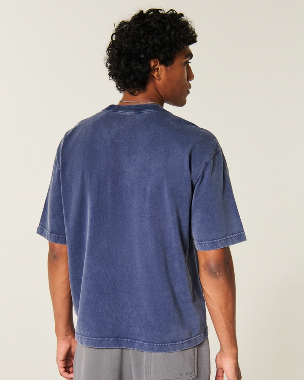Super Boxy Washed Cropped Crew T-Shirt, Navy view 2