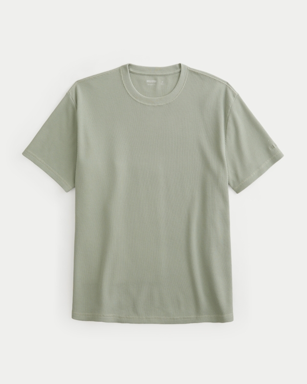 Relaxed Microthermal Crew T-Shirt, Green view 1