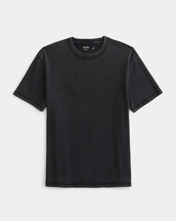 Relaxed Microthermal Crew T-Shirt, Black view 1