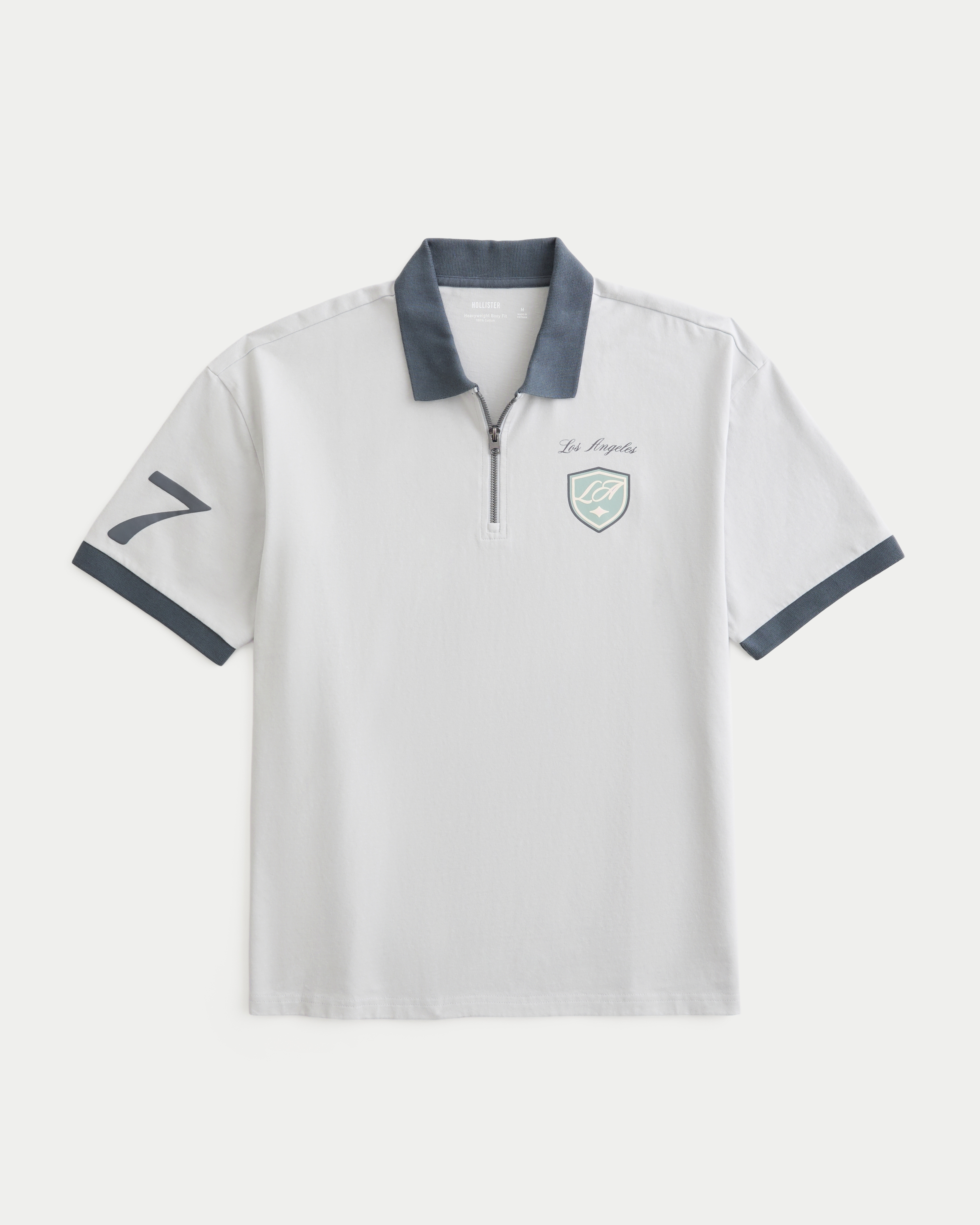 Boxy Heavyweight Zip-Up Los Angeles Graphic Polo