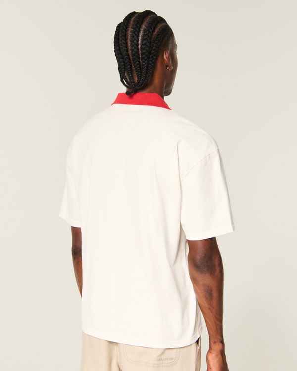 Men's Boxy Heavyweight Zip-Up Tokyo Graphic Polo | Men's Tops
