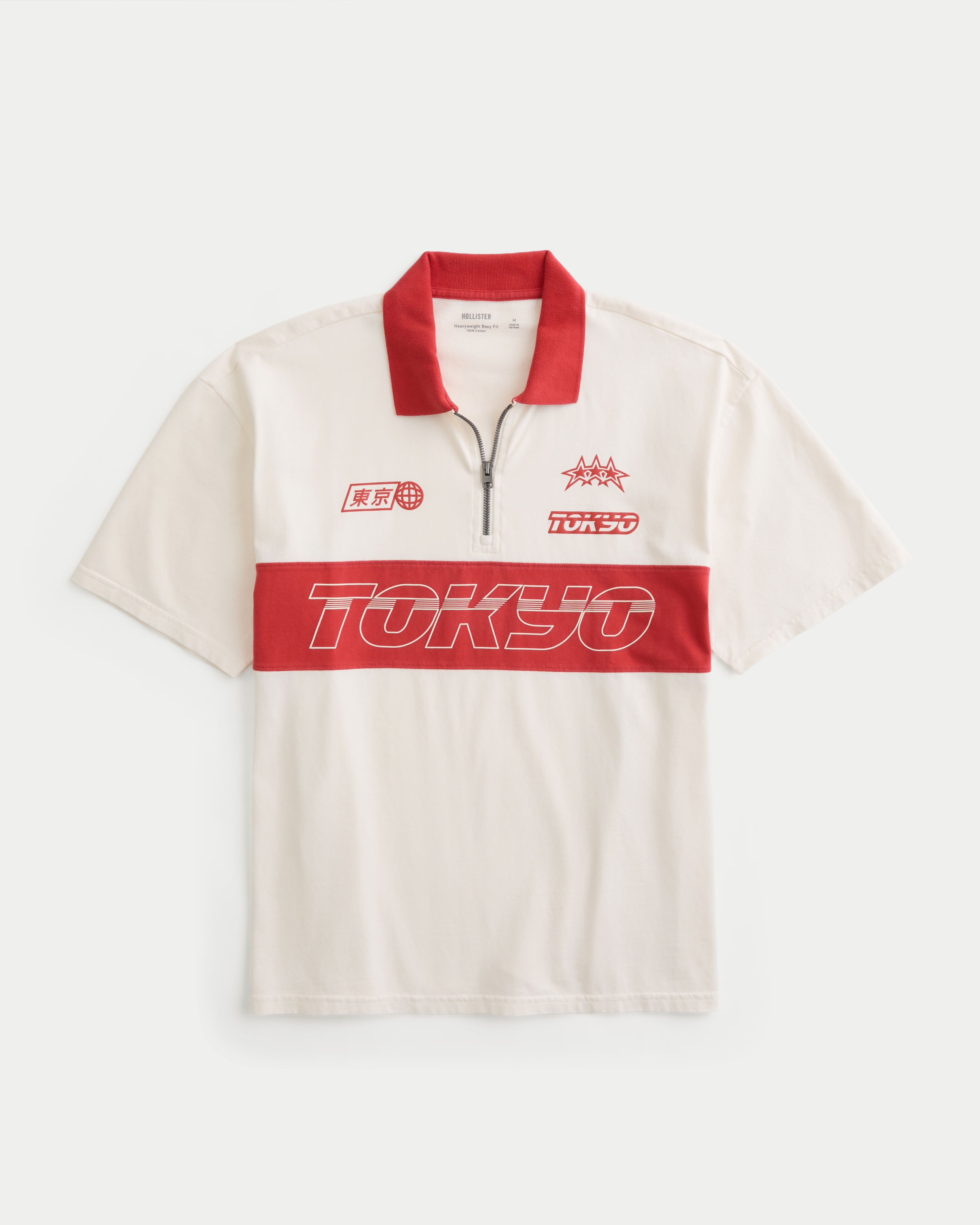 Boxy Heavyweight Zip-Up Tokyo Graphic Polo