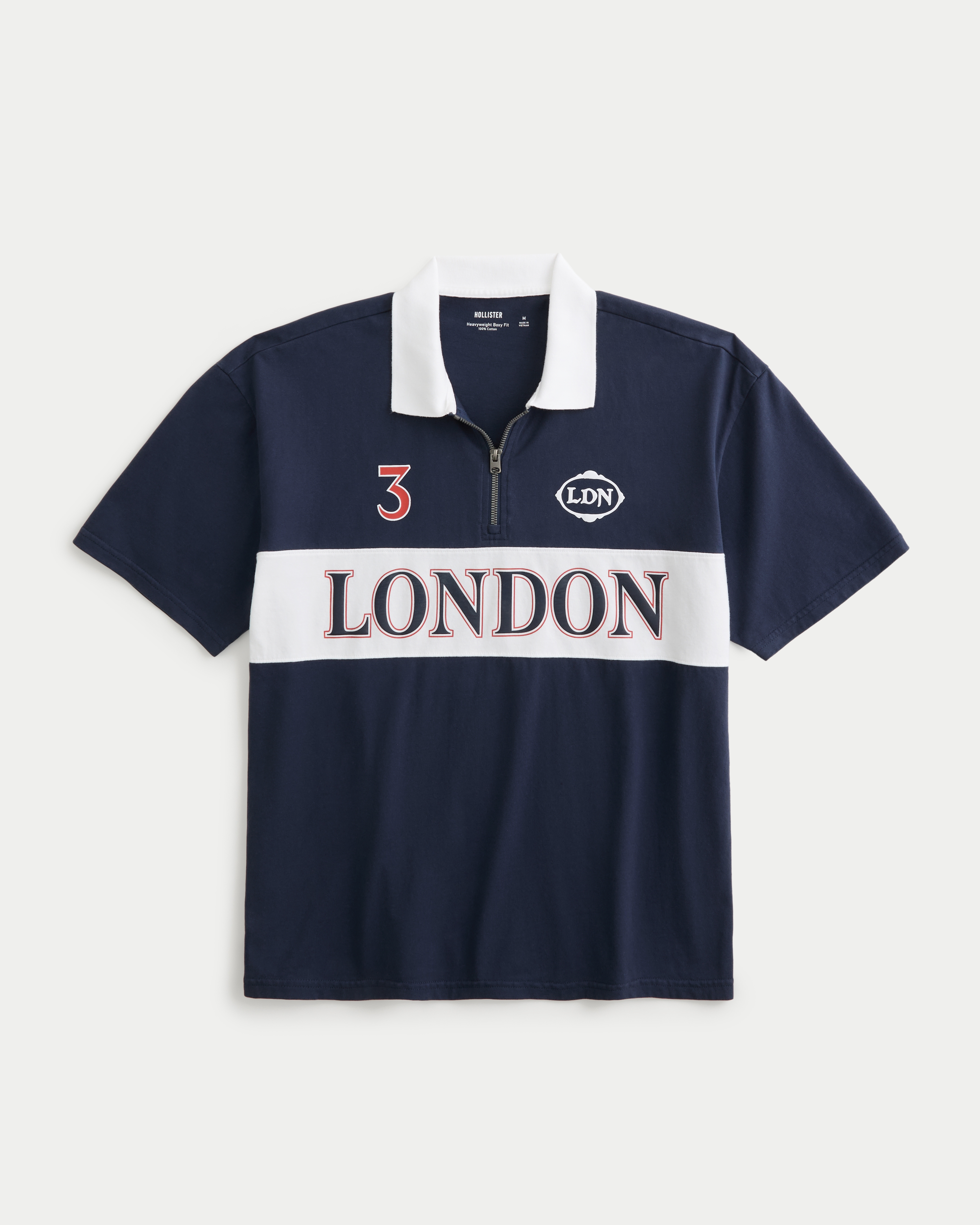 Boxy Heavyweight Zip-Up London Graphic Polo