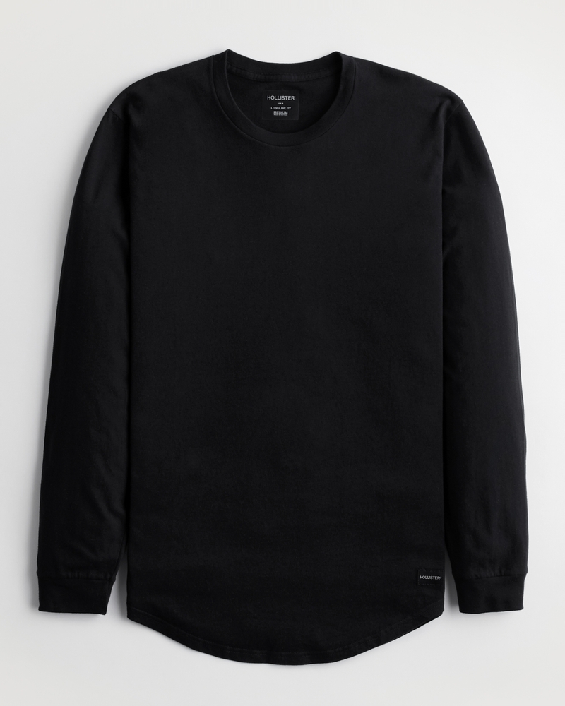 Men's Longline LongSleeve Curved Hem TShirt Men's Tops