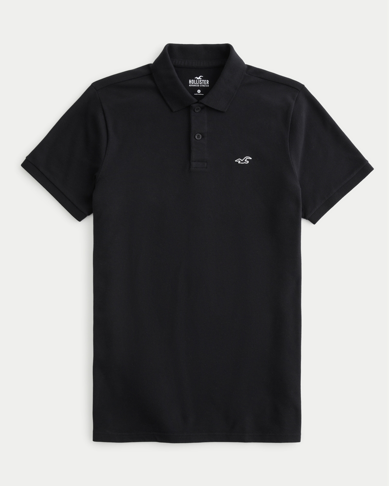 Hollister black polo shirt on sale