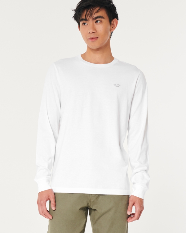 Long-Sleeve Icon Crew T-Shirt, White