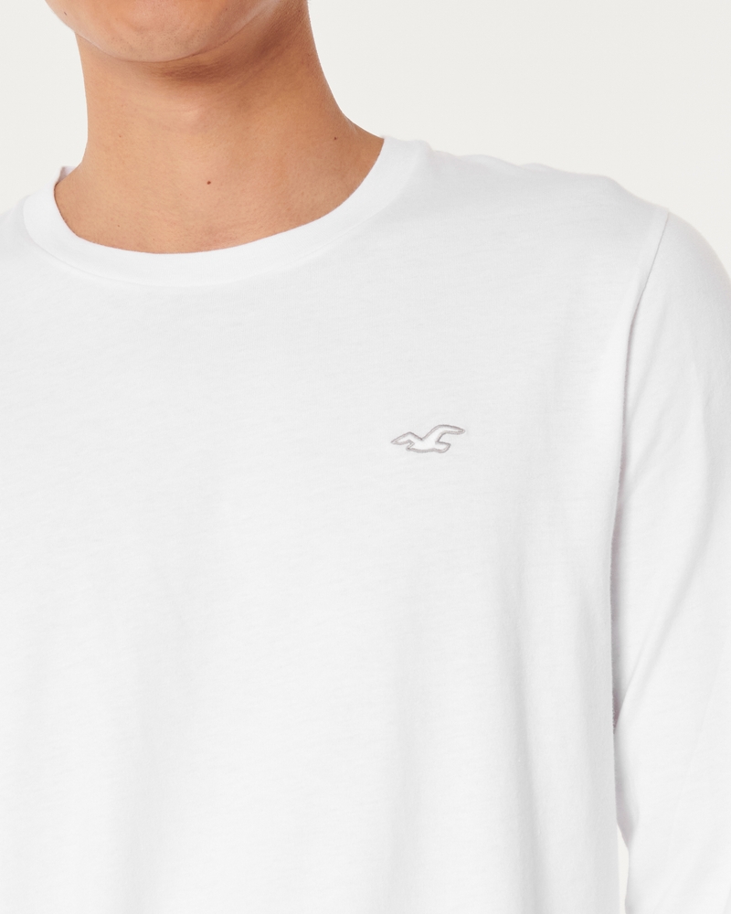 Hollister Script Chest & Arm Logo Long Sleeve Top In White for Men