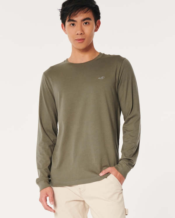 Long-Sleeve Icon Crew T-Shirt, Olive