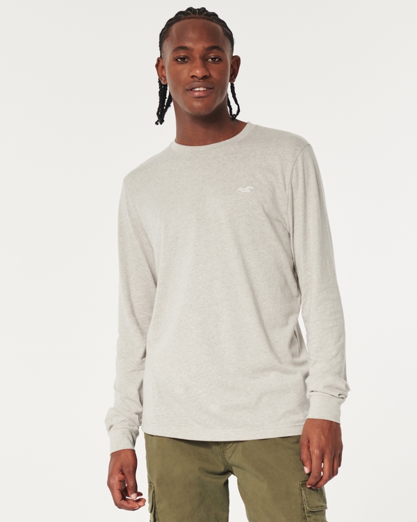 Long-Sleeve Icon Crew T-Shirt, Oatmeal