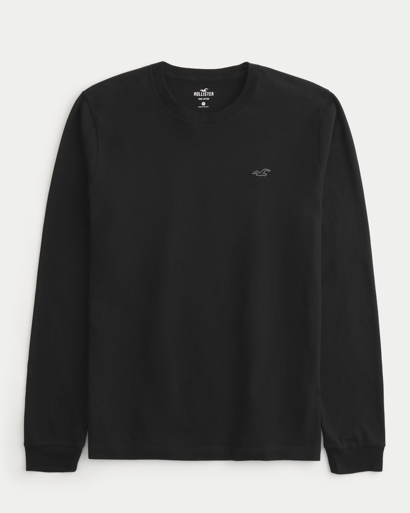 Men's Long-Sleeve Icon Crew T-Shirt | Men's Tops | HollisterCo.com