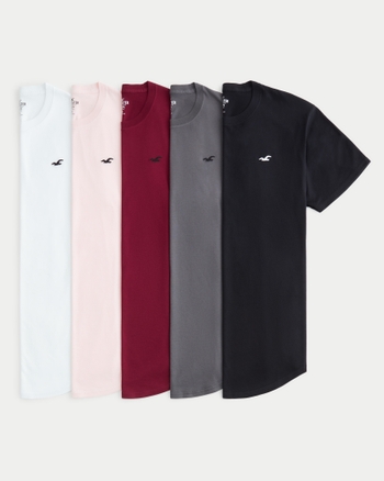 Men's Longline Icon Crew T-Shirt 5-Pack | Men's Tops | HollisterCo.com