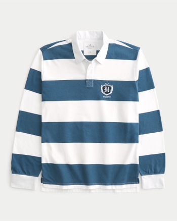 Men s Long Sleeve Heavyweight Logo Rugby Polo Men s HollisterCo