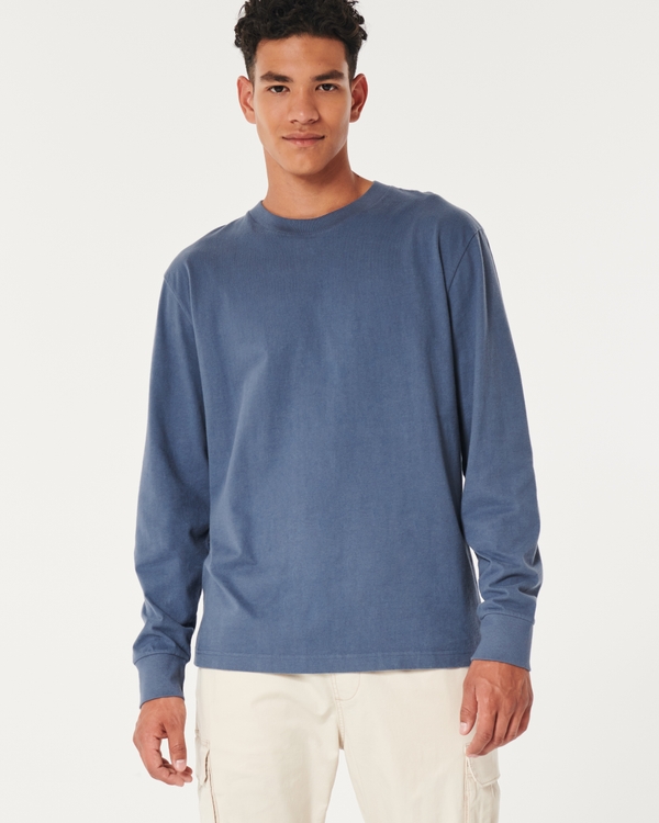 Hollister Long Sleeve T-Shirt In Black With Grey Undersleeve And