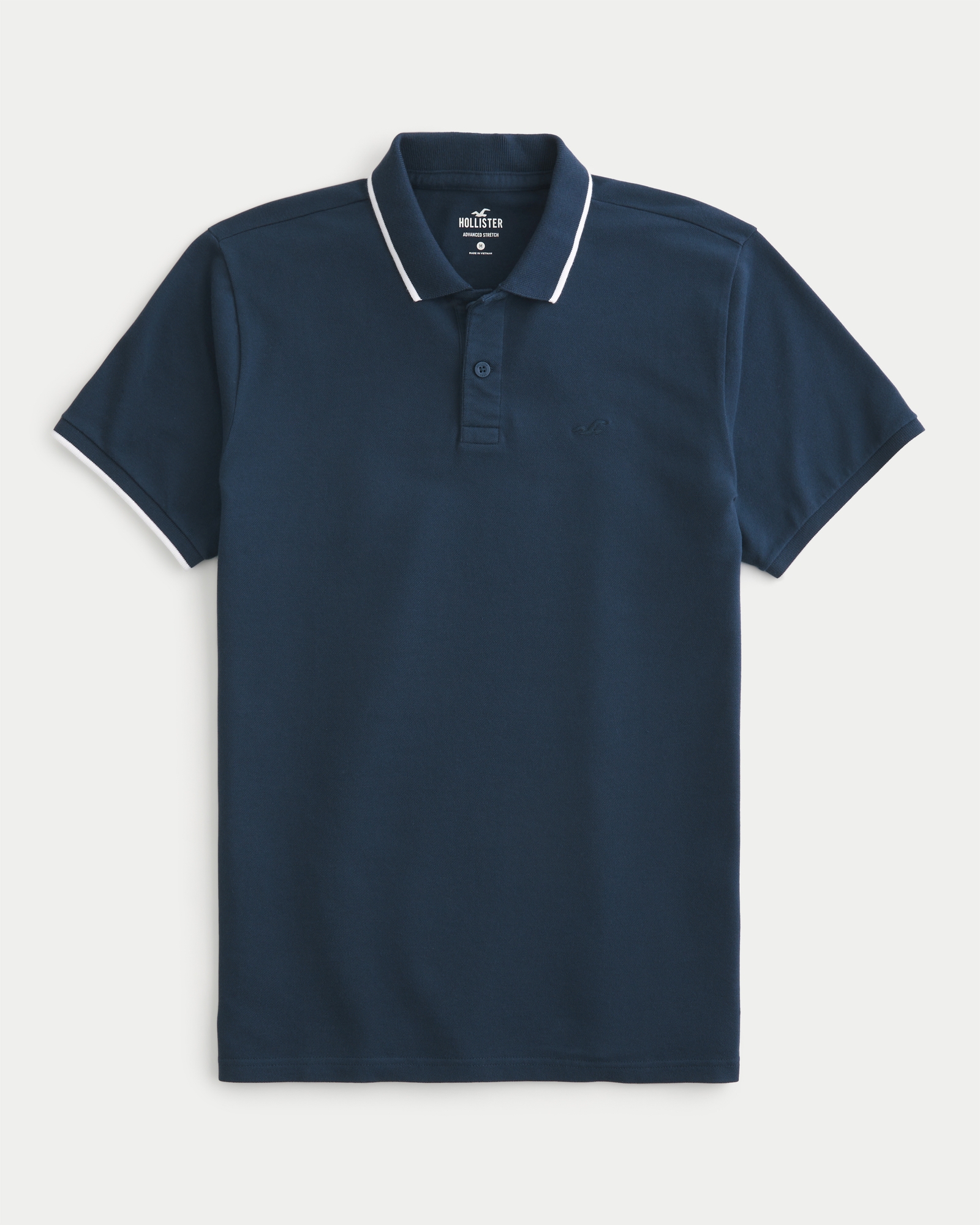 Hollister Polo Stretch Pique Icon Logo Slim Fit in Navy