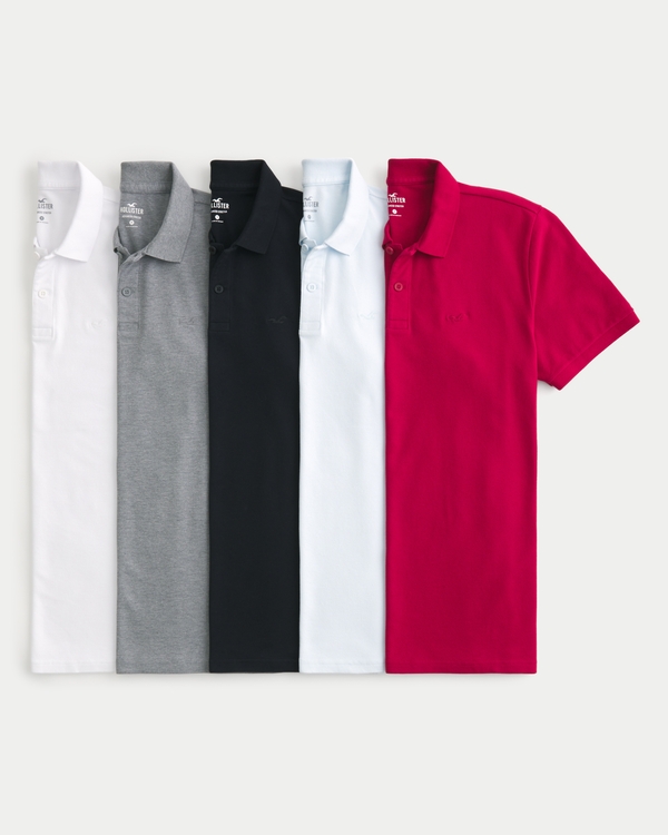 Icon Polo 5-Pack, White - Grey - Navy - Light Blue - Red