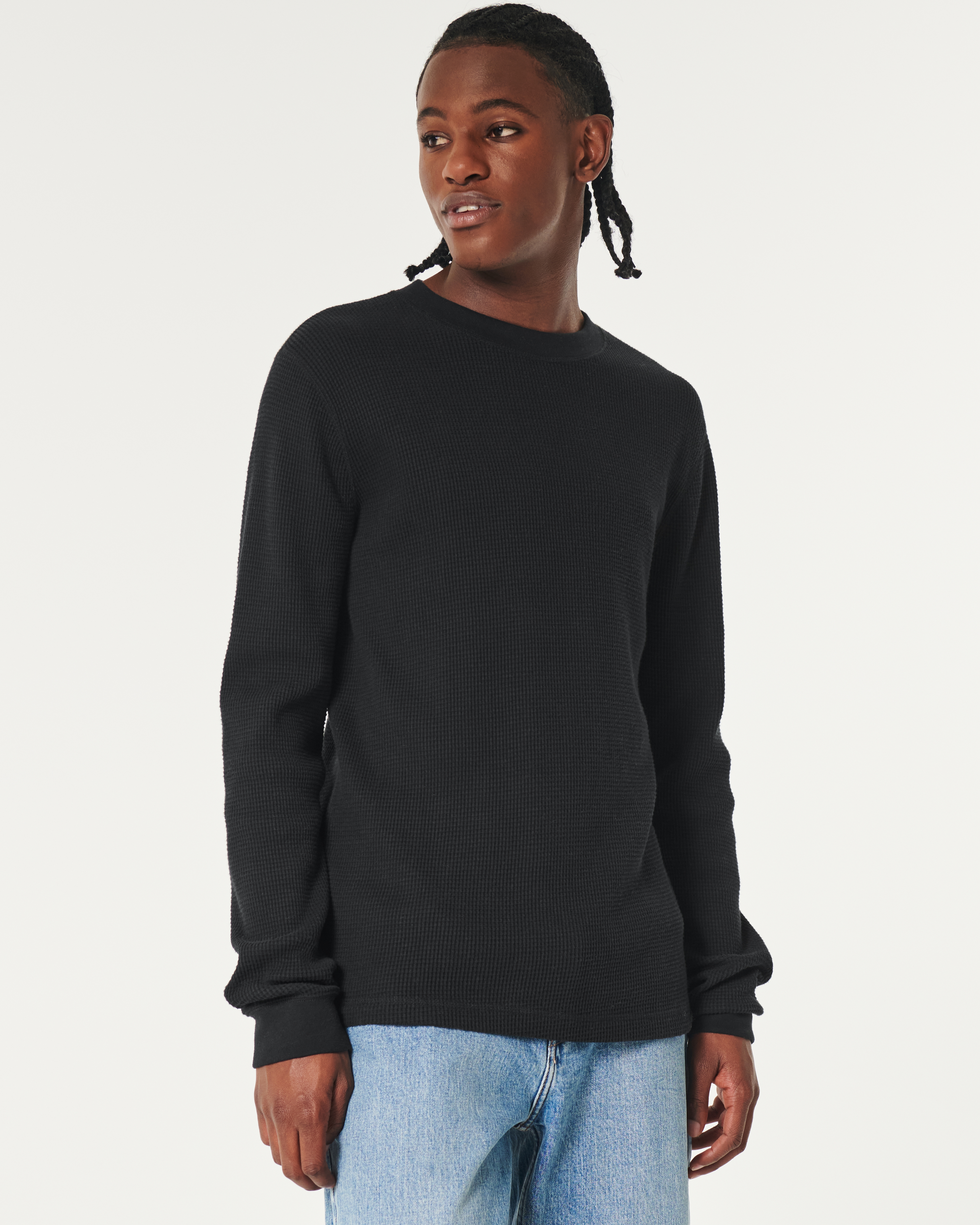 Waffle Crew Neck Long Sleeve T-Shirt