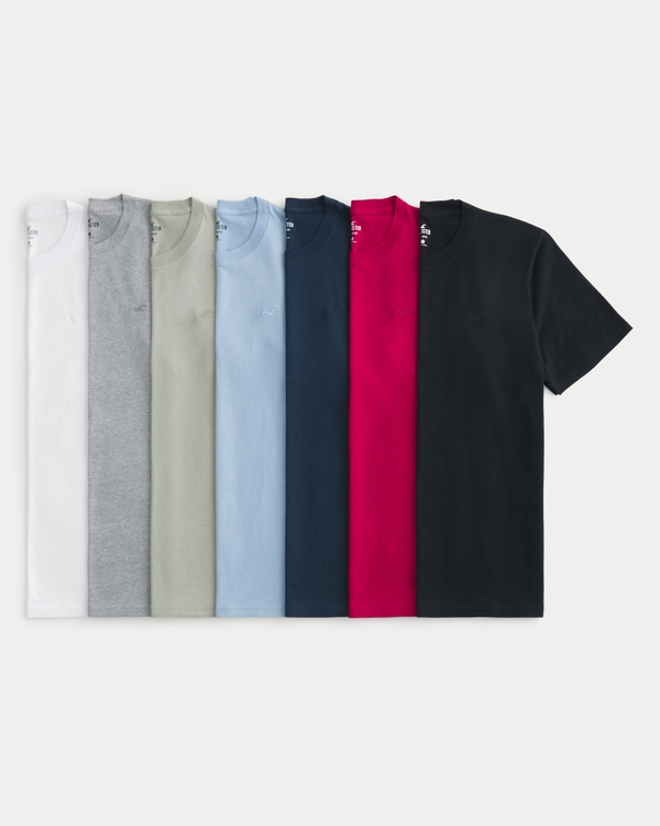 Icon Crew T-Shirt 7-Pack, White - Grey - Green - Blue - Navy - Red - Black