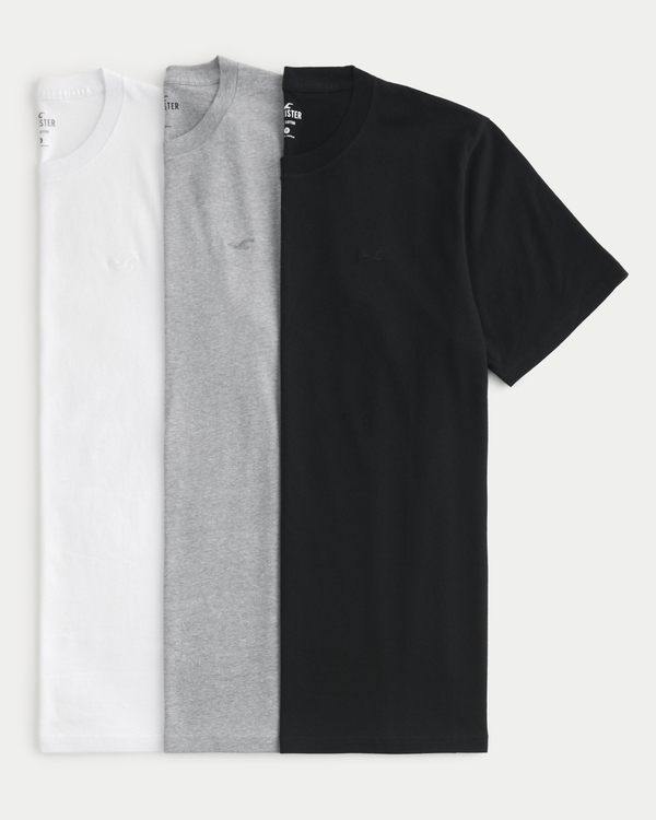 Icon Crew T-Shirt 3-Pack, White - Grey - Black