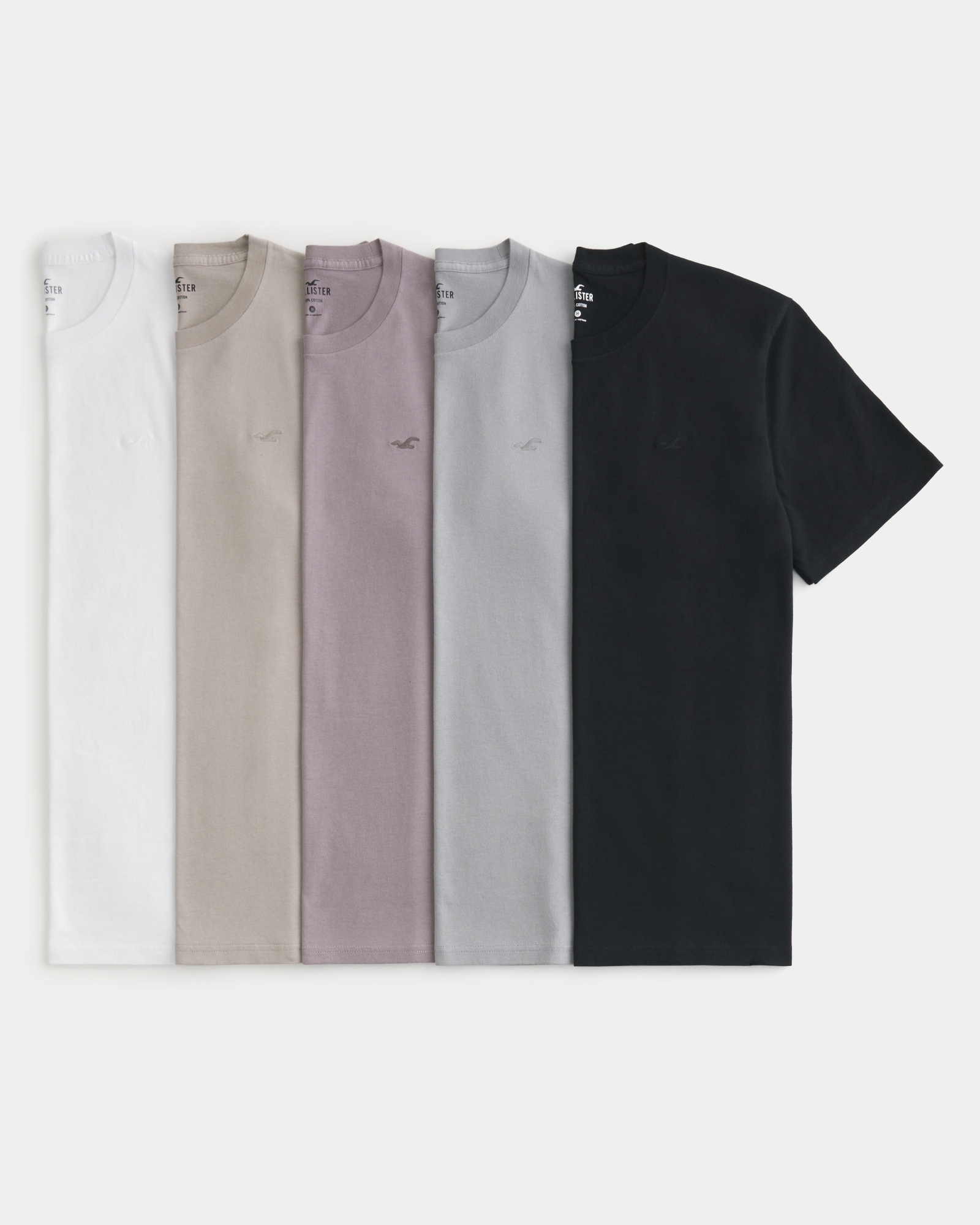 Hollister Co. ICON CREW T-SHIRT 7-PACK - Basic T-shirt -  WHITE/BURG/BEIGE/NAVY/GREY SIRO/GREEN/BLACK/white 