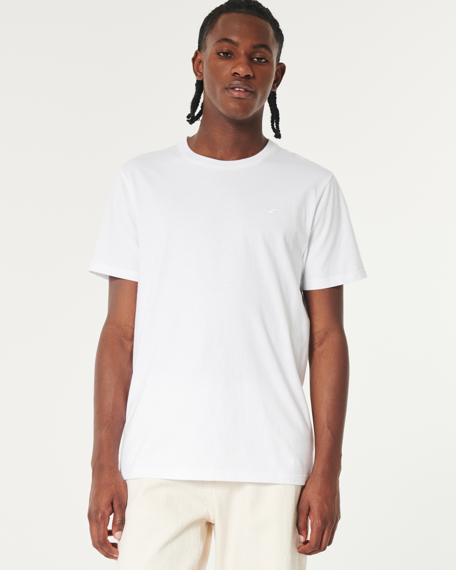 Hollister Co. ICON CREW T-SHIRT 3-PACK - Basic T-shirt - WHITE NAVY  GREY/dark blue 