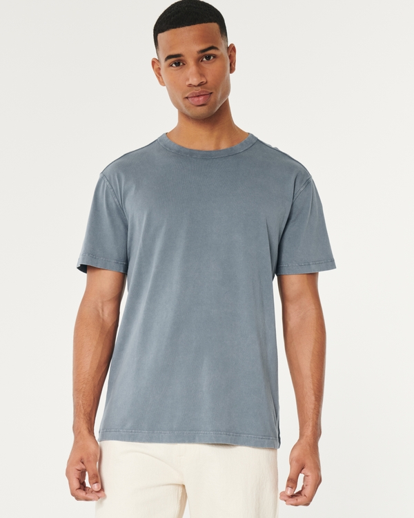 Relaxed Washed Cotton Crew T-Shirt, Washed Dark Slate