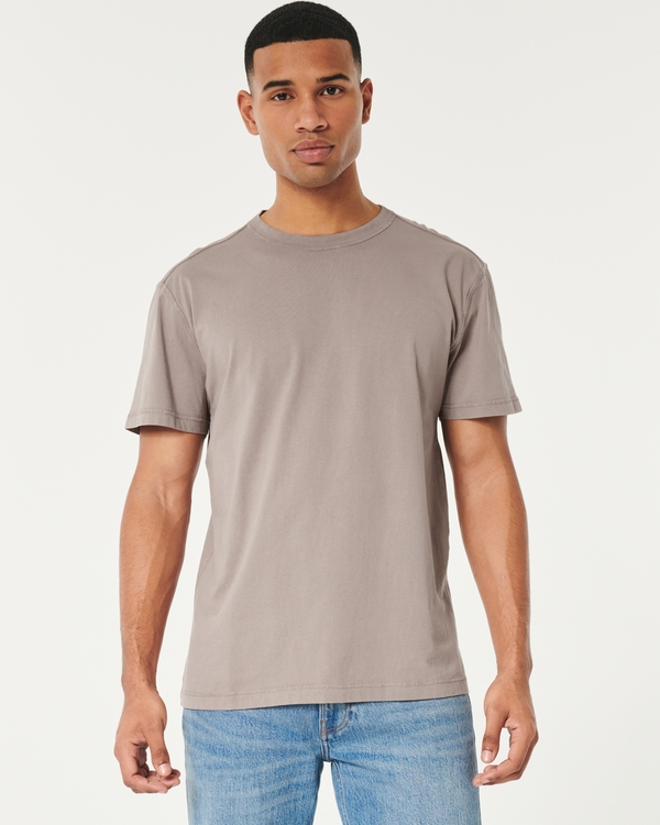 Relaxed Washed Cotton Crew T-Shirt, Light Brown