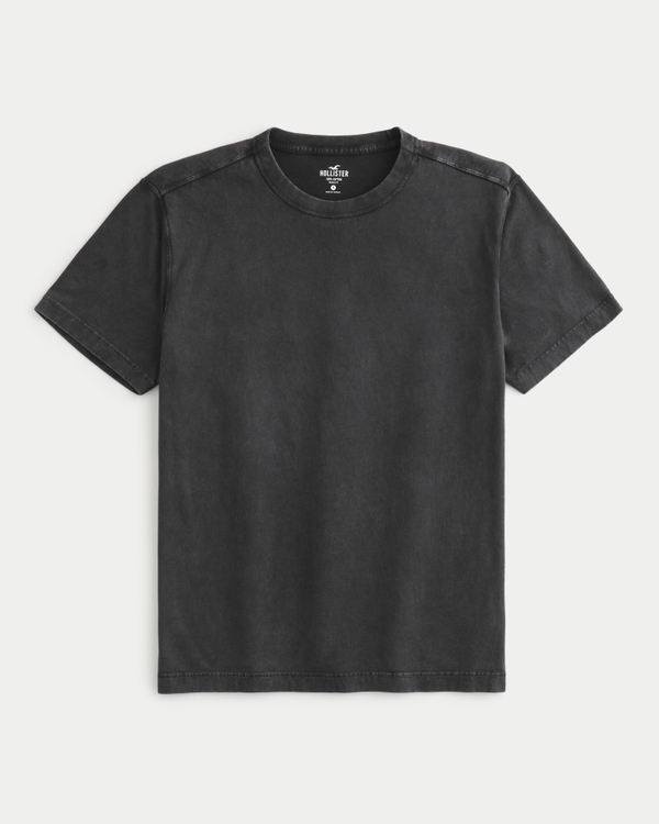 Relaxed Washed Cotton Crew T-Shirt, Washed Black