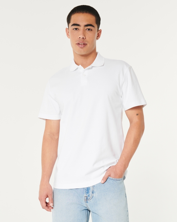 Hollister Polo Stretch Pique Icon Logo Slim Fit in Navy