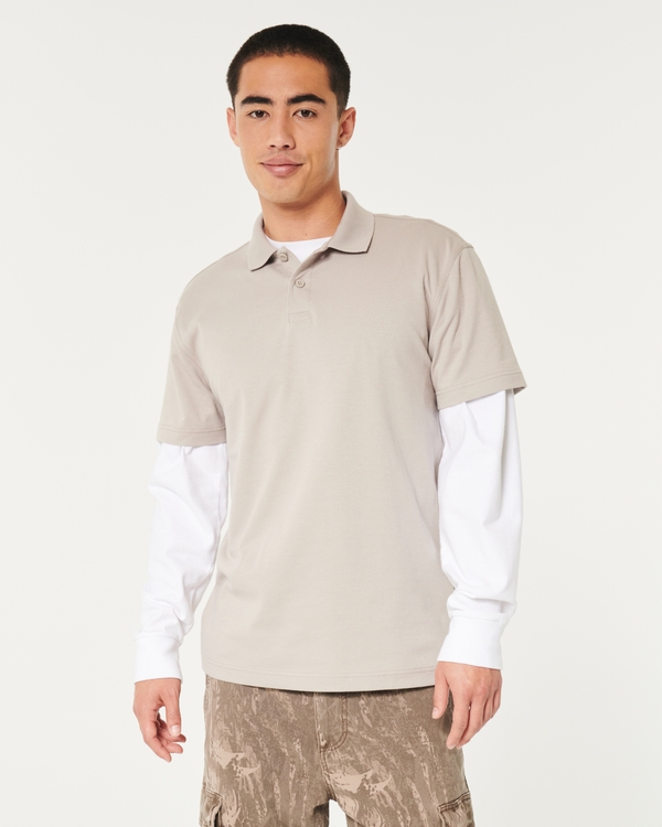 Hollister Men's Flex Pique Stretch Polo Shirt HOM-3 (Large, 0685-112) :  : Fashion