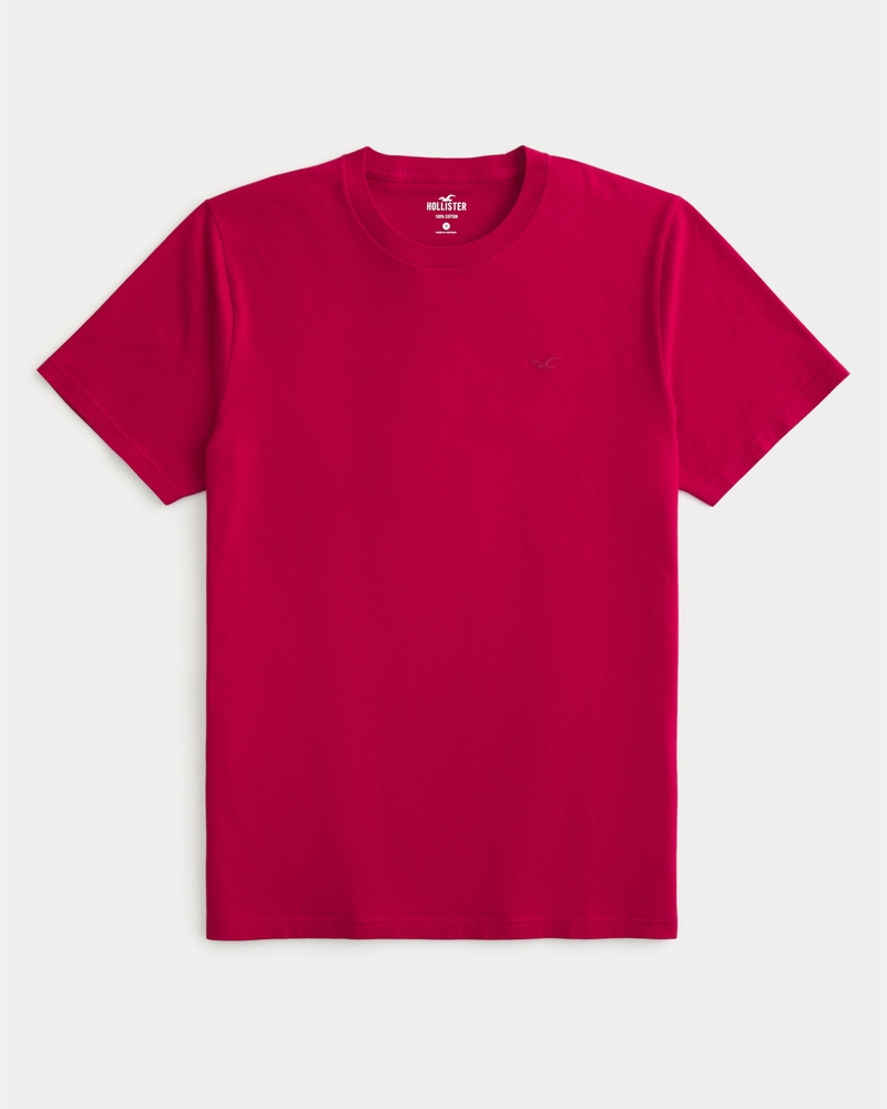 Men s Cotton Icon Crew T Shirt in Red Dd Size XL from Hollister