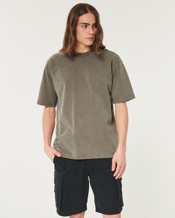 Heavyweight Boxy Cotton Crew T-Shirt, Washed Brown