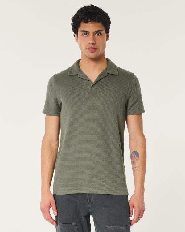 Textural Knit Polo, Olive