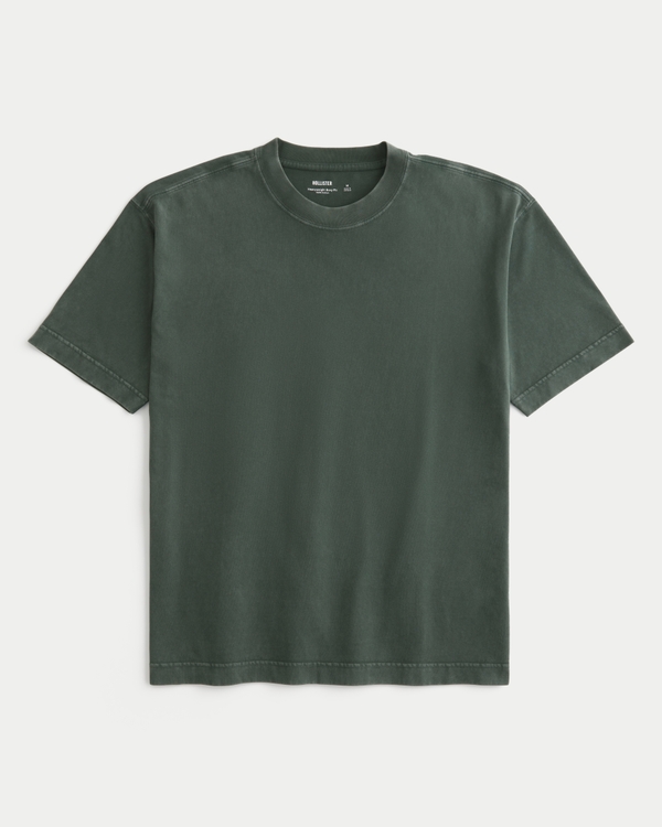 Boxy Heavyweight Crew T-Shirt, Washed Dark Olive Dd