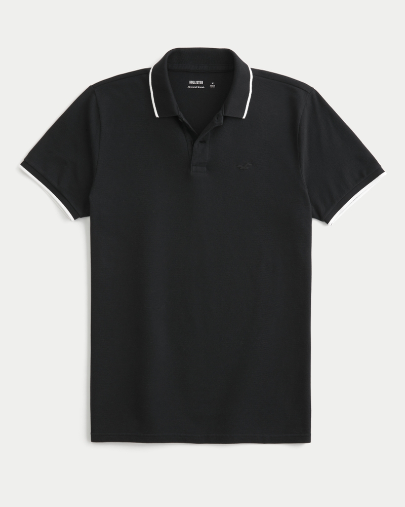 ホリスター mensメンズ 鹿の子ポロシャツ 半袖 black stretch tipped icon polo