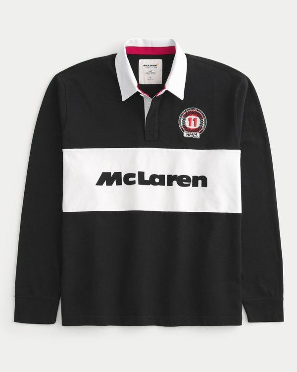Long-Sleeve McLaren Graphic Rugby Polo, Black