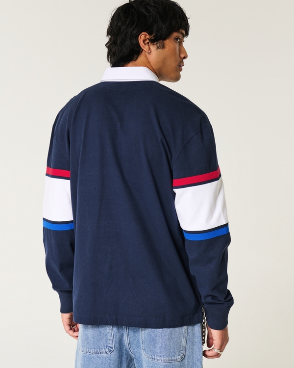 Boxy Heavyweight Oracle Red Bull Racing Graphic Rugby Polo, Navy Blue view 2