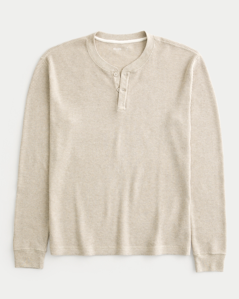 Long-Sleeve Waffle Henley