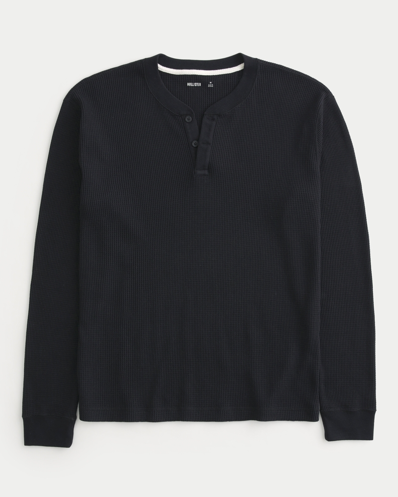 Men's Long-Sleeve Waffle Henley | Men's Tops | HollisterCo.com