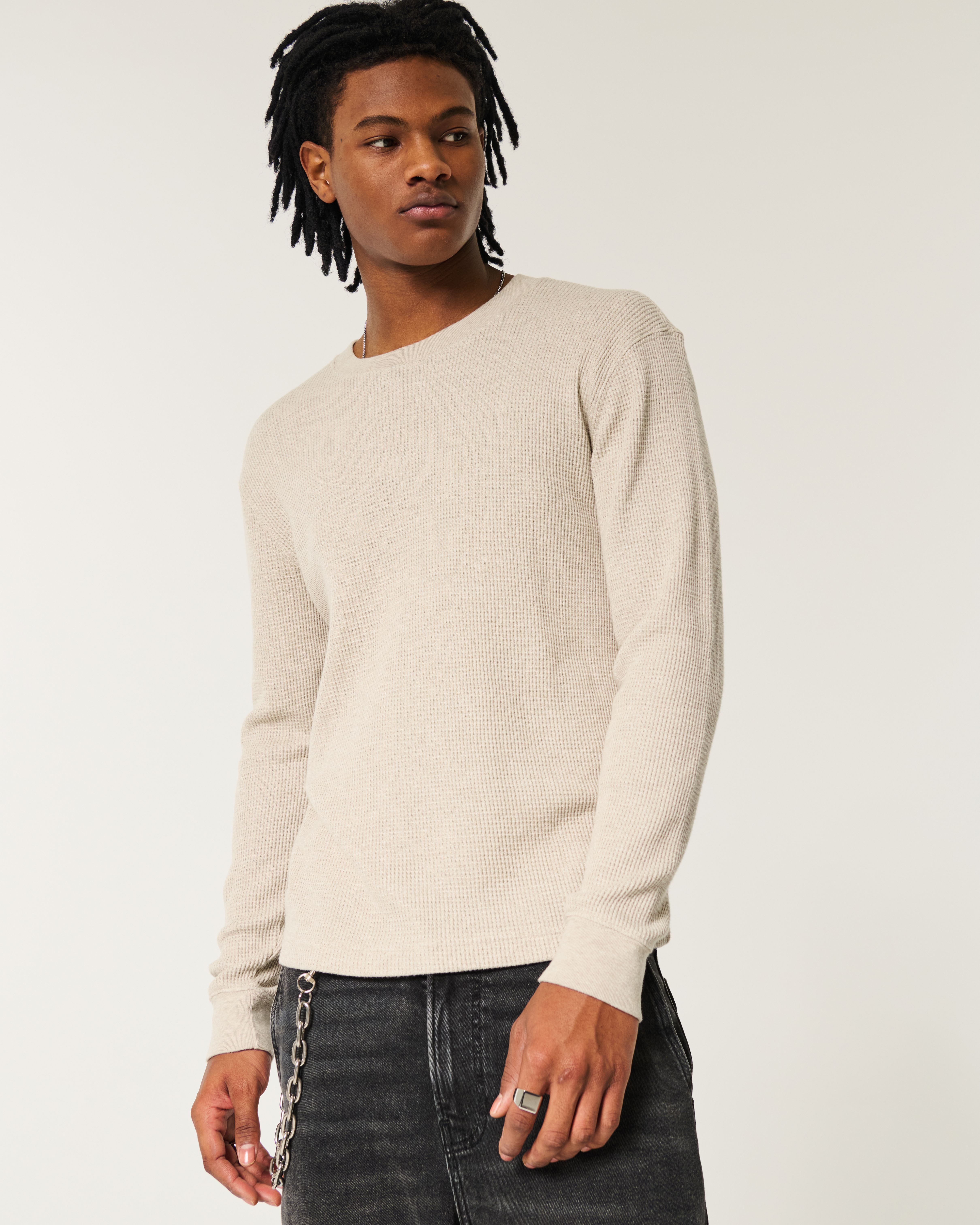 [COLN] pollster waffle long sleeve tee (4c) 長袖 Tシャツ Men's Long-Sleeve Thermal Crew T-Shirt | Men's Clearance