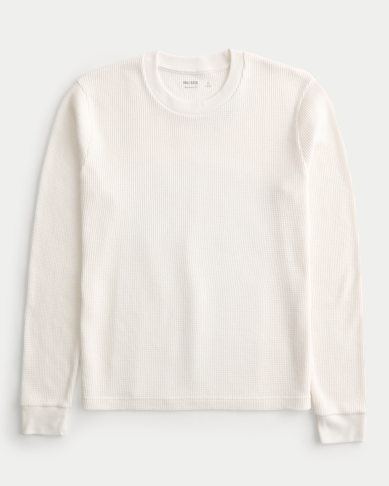 Men's waffle crew neck long sleeve best sale