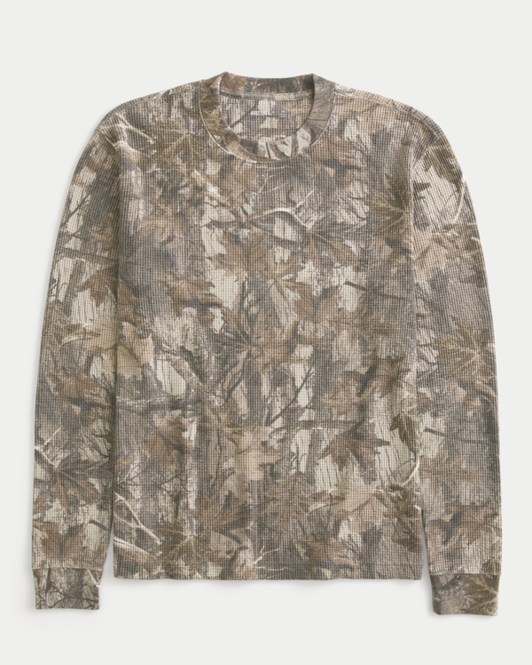 Long-Sleeve Camo Waffle T-Shirt, Camo