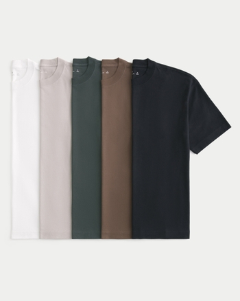 Men s Boxy Heavyweight Cotton Crew T Shirt 5 Pack Men s Tops HollisterCo