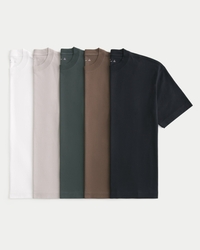 Boxy Heavyweight Cotton Crew T-Shirt 5-Pack