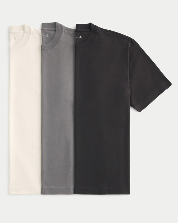 Boxy Heavyweight Cotton Crew T-Shirt 3-Pack, Multi Dd